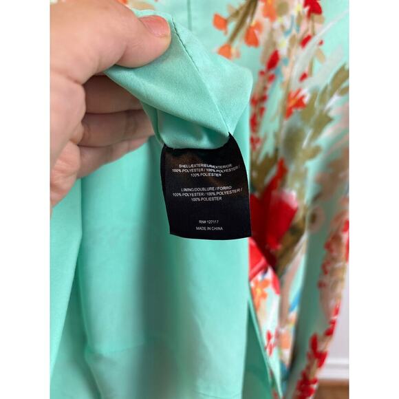 Badgley Mischka Red and Blue Floral Midi Dress - Picture 7 of 8